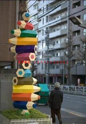 不銹鋼蠟筆雕塑，景觀雕塑小品